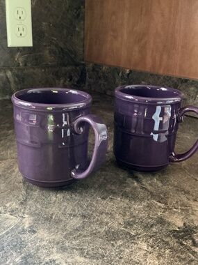 Set of Longaberger Pottery Coffee Mugs - Eggplant